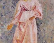 卡米耶毕沙罗 - Portrait of Jeanne in a Pink Robe
